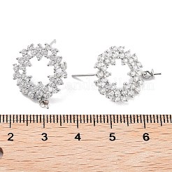 ドーナツ ロジウムメッキ 925 スターリングシルバー キュービックジルコニア スタッド イヤリング 金具  ピンチベイルと  片穴パーツ用  s925スタンプあり  プラチナメッキ  18x16.5mm  ピン：11x0.6mm&nbsp;EJEW-B038-16P