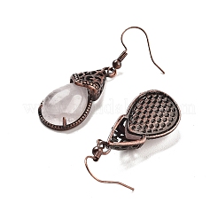 Natural Rose Quartz Teardrop Dangle Earrings&nbsp;EJEW-B055-01R-20