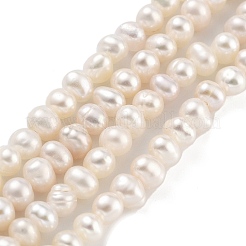 天然養殖淡水パールビーズ連売り  ポテト  パパイヤホイップ  3~4mm  穴：0.5mm  約44~53個/連  6.69~7.28インチ（17~18.5cm）&nbsp;PEAR-C003-07E