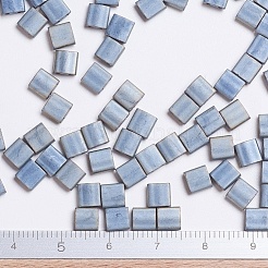 MIYUKIティラビーズ  日本製シードビーズ  2穴  （tl2002)マットメタリックシルバーグレー  5x5x1.9mm  穴：0.8mm  約590個/50g&nbsp;SEED-X0054-TL2002