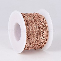 304ステンレススチールアズキチェーン  スプールで  ハンダ付け  ローズゴールド  2mm  リンク：2.5x2x0.5mm  約82.02フィート（25m）/ロール&nbsp;CHS-E018-11RG