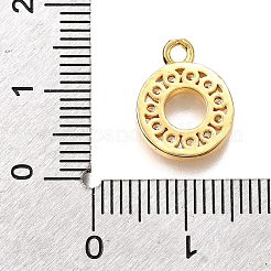 真鍮製マイクロパヴェキュービックジルコニアペンダント  ゴールドカラー  ラウンド  13.5x11x2mm  穴：1.6mm&nbsp;LS-KK-D385-02G-02