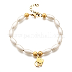 304 Stainless Steel Elephant Charm Bracelets for Women&nbsp;BJEW-C098-13G