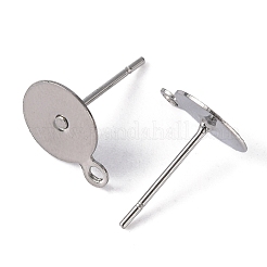 変色しない304ステンレススチールスタッドピアス金具  カン付き  ステンレス鋼色  10.5x8mm  ピン：0.7mm  穴：1mm&nbsp;LS-STAS-E029-2