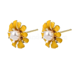 Brass Enamel Stud Earrings&nbsp;KK-CBA8324-27G-02