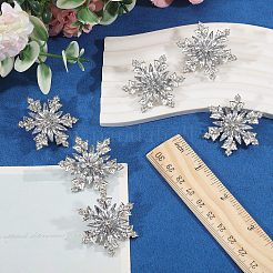 クリスマス合金ラインストーンラペルピン  スノーフレーク  アクリルと  プラチナ  34.5x40mm&nbsp;JEWB-WH0028-135