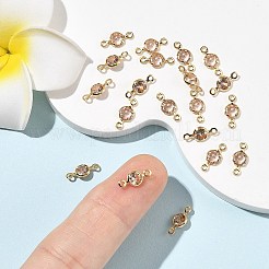 シェグレース 真鍮 パヴェ キュービックジルコニア フラット ラウンド コネクター チャーム  カドミウムフリー＆ニッケルフリー＆鉛フリー  長持ちメッキ  18KGP本金メッキ  ベージュ  10.5x5x2mm  穴：1.2mm&nbsp;XGRQ2O883-442B-G