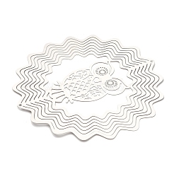 201個のステンレススチール製コネクタチャーム/リンク  エッチングされた金属装飾  フクロウ  150x0.3mm  穴：2.8mm&nbsp;STAS-D386-04F-P