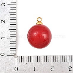 304ステンレススチール樹脂ペンダント  丸いチャーム  ゴールド  レッド  18x13.5mm  穴：1.6mm&nbsp;STAS-K322-10C-02