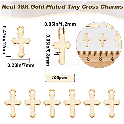 304ステンレススチール製小さなクロスチャーム100個  18KGP本金メッキ  12x7x0.8mm  穴：1.2mm&nbsp;STAS-BBC0002-71