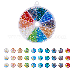 400個10色ガラスビーズ連売り  多面カット  ラウンド  ミックスカラー  6mm  穴：1.2mm  40個/カラー&nbsp;GLAA-TA0001-21