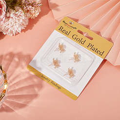 4 Pair Brass Stud Earring Findings&nbsp;KK-BBC0020-02