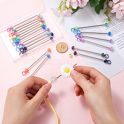 22 個 11 色の鉄の棒ビーズキーホルダージュエリーメイキング diy 工芸品  プラチナ  ミックスカラー  78mm  2個/カラー&nbsp;IFIN-SC0001-59