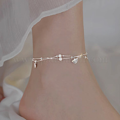 Brass Ginkgo Leaf Charm Double Layer Anklets for Women&nbsp;FS-WG31713-01
