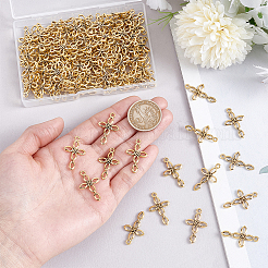 チベットスタイルの合金ペンダント120個  クロスチャーム  アンティーク黄金  27x16mm&nbsp;FIND-PH0023-04