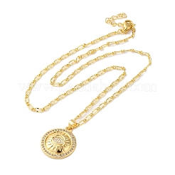 Brass Micro Pave Clear Cubic Zirconia Pendant Necklaces for Women&nbsp;LS-NJEW-S429-03G-01