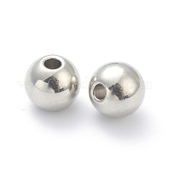 変色しない202ステンレススチールビーズ  ラウンド  ステンレス鋼色  6mm  穴：1.6mm&nbsp;LS-STAS-I180-04D-P