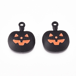 合金エナメルチャーム  焼き付け塗料  ハロウィン用  カボチャのハロウィーンのカボチャのちょうちん  ブラック  18x15.5x5mm  穴：1.5mm&nbsp;ENAM-E568-16A