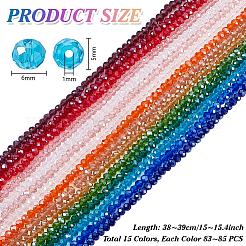 15 Strands 15 Colors Electroplate Glass Beads Strands&nbsp;EGLA-PH0001-77B