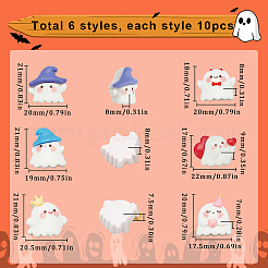 60Pcs 6 Colors Halloween Plastic Cabochons&nbsp;FIND-SC0010-65