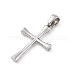 304ステンレスペンダント  クロスチャーム  変色防止  ステンレス鋼色  26.5x17.5x3.2mm  穴：5.9x3.5mm&nbsp;STAS-L286-13P