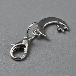 月と星の合金製シューズチャーム  カニカン付き  プラチナ  34mm&nbsp;AJEW-WH20121-24B