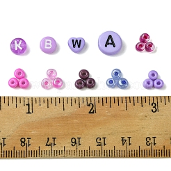 DIY Flat Round & Heart Acrylic & Glass Seed Beads Jewelry Making Findings Kits&nbsp;DIY-FS0006-43D