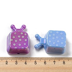 UVメッキ不透明アクリルビーズ  虹色の  テレビ  ミックスカラー  33.5x24.5x15mm  穴：2.6mm&nbsp;OACR-E031-07