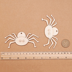 クモの形のハロウィーンの空白の木製切り抜きの装飾品  ハロウィンハンギングデコレーション用  キッズクラフトdiyパーティー用品  バリーウッド  53x110x2mm  穴：3.8mm  ロープ：320x1mm&nbsp;WOOD-L010-02