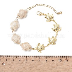 Synthetic Turquoise & 304 Stainless Steel Link Chain Bracelets for Women&nbsp;BJEW-JB13507