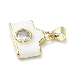 Brass Micro Pave Cubic Zirconia Enamel Camera Charms&nbsp;KK-L248-16G