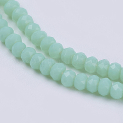オペークソリッドカラーガラスビーズ連売り  イミテーション翡翠  多面カット  ロンデル  アクアマリン  3x2mm  穴：0.8mm  約135~140個/連  11.81~13.38インチ（30~34cm）&nbsp;GLAA-F076-A09