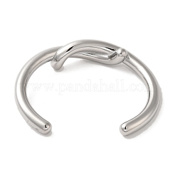 変色しない304ステンレススチールワイヤーラップカフバングル  結び目  ステンレス鋼色  ワイド：7~13mm  内径：2-3/8インチ（6.1cm）&nbsp;BJEW-Q773-06D-P
