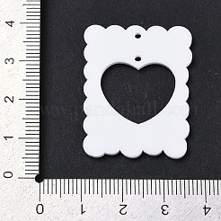 オペークアクリルパーツ  ハートを付きの矩形  ホワイト  34.5x27x2mm  穴：1.5mm&nbsp;FIND-K017-12A