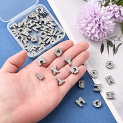 52Pcs 26 Styles Alphabet Alloy Initial Slide Charms with Grade A Rhinestones&nbsp;ALRI-FS0001-08