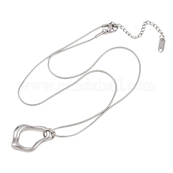 304 Stainless Steel Hollow Irregular Teardrop Pendant Round Snake Chain Necklaces for Women&nbsp;NJEW-G188-01P