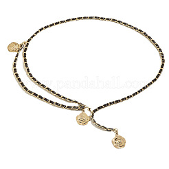Alloy with Imitation Leather Flower Charm Chain Belts for Women&nbsp;FS-WGDE2E1-01