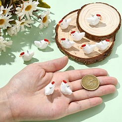 不透明樹脂ペンダント10個  プラチナトーンのアイアンループ付き  3dひよこ  ホワイト  19~20x23x13mm  穴：1.8mm&nbsp;RESI-YW0005-13
