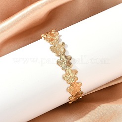 304 Stainless Steel Flower Open Cuff Bangles for Women&nbsp;BJEW-M316-01G