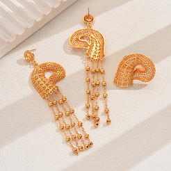 Vintage Alloy Hollowed-out Conch Shape Ring & Tassel Earrings Sets for Women&nbsp;CY8500