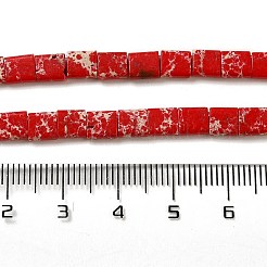 合成インペリアルジャスパービーズ連売り  2穴  長方形  クリムゾン  5.5~6x5x2.5mm  穴：0.9mm  約69~70個/連  15.12~15.2インチ（38.4~38.6cm）&nbsp;G-F762-A05-01