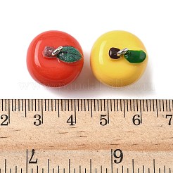 不透明樹脂ペンダント  りんご  プラチナ鉄ループ付き  ミックスカラー  19.5x17.5mm  穴：2mm&nbsp;RESI-Z038-07P