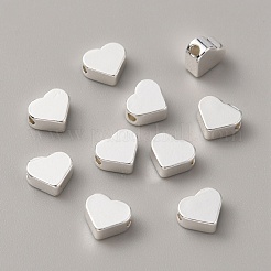 真鍮ビーズ  ニッケルフリー  ハート  銀  6x7x3mm  穴：1.6mm&nbsp;KK-WH0047-80S