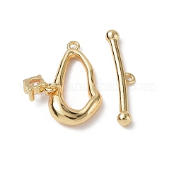 Brass Pave Clear Cubic Zirconia Toggle Clasps&nbsp;KK-P223-45G