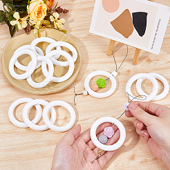 リングシリコンビーズ12個  チーターのための咀嚼ビーズ  DIYの看護ネックレス用  ホワイト  65x10mm  穴：3mm  内径：46mm  5個/カラー&nbsp;SIL-DC0001-78