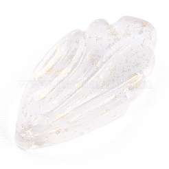 クリアガラスペンダント  金箔  花弁  透明  18x10x3mm  穴：1.2mm&nbsp;LS-GLAA-H102-B03