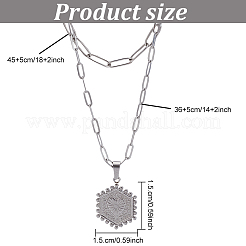 4Pcs 4 Style Stainless Steel Hexagon with Initial Letter A Pendant Necklaces Set&nbsp;NJEW-AN0001-08