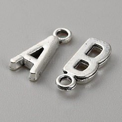合金のチベット風チャーム  a～zの文字  アンティークシルバー  16x7x2mm  穴：2mm&nbsp;FIND-WH0290-53AS