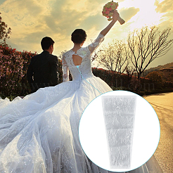 レースメッシュ生地  ドレス衣装の装飾用  ホワイト  46.6x13.9~23.8x0.3cm&nbsp;DIY-WH0488-98C
