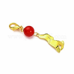 6Pcs Brass Puppy Pendant Decorations&nbsp;HJEW-JM04364